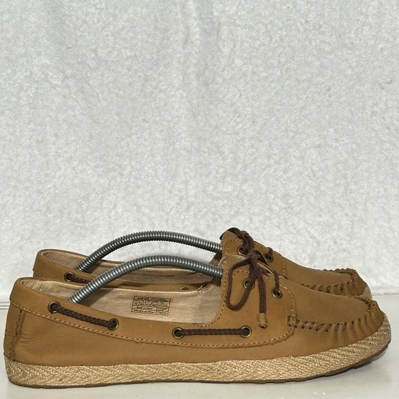 UGG Shoes - Ugg Womens Tan Nubuck Leather Moccasin Espadrille Slip On Tylin Shoes SZ US 10